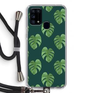 CaseCompany Monstera leaves: Samsung Galaxy M31 Transparant Hoesje met koord