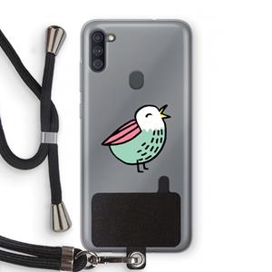 CaseCompany Birdy: Samsung Galaxy A11 Transparant Hoesje met koord