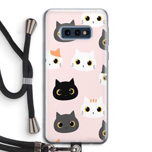CaseCompany Katten: Samsung Galaxy S10e Transparant Hoesje met koord
