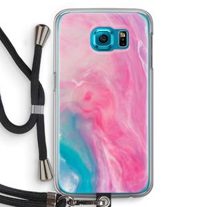 CaseCompany Roze explosie: Samsung Galaxy S6 Transparant Hoesje met koord