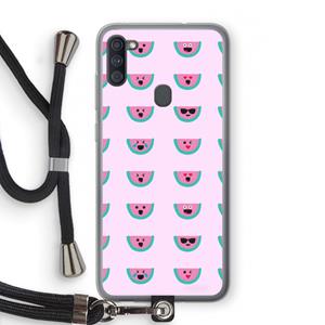 CaseCompany Smiley watermeloenprint: Samsung Galaxy A11 Transparant Hoesje met koord