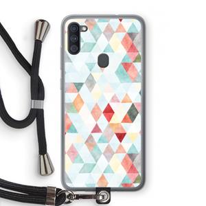 CaseCompany Gekleurde driehoekjes pastel: Samsung Galaxy A11 Transparant Hoesje met koord