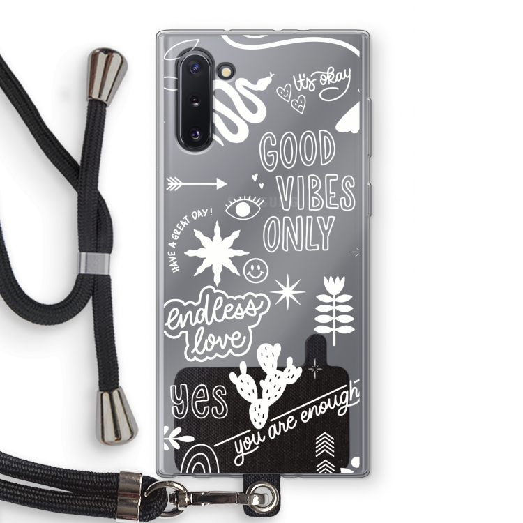 CaseCompany Good vibes: Samsung Galaxy Note 10 Transparant Hoesje met koord