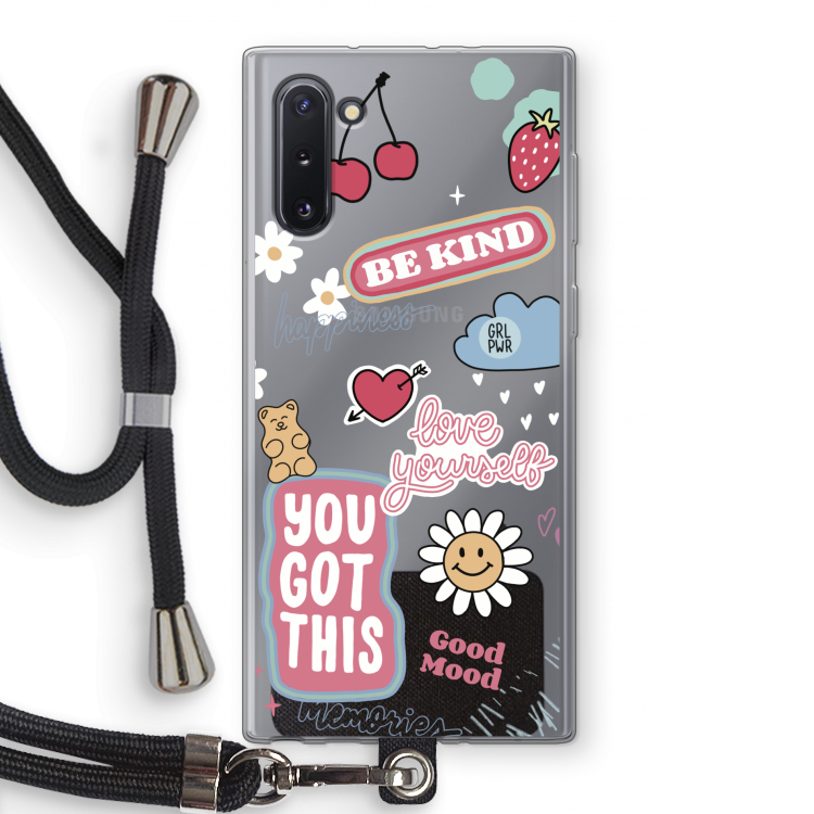 CaseCompany Positivity: Samsung Galaxy Note 10 Transparant Hoesje met koord