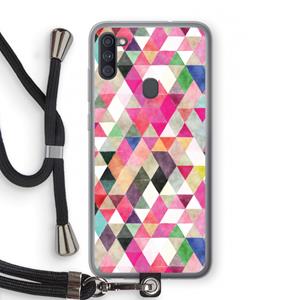 CaseCompany Gekleurde driehoekjes: Samsung Galaxy A11 Transparant Hoesje met koord
