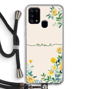 CaseCompany Gele bloemen: Samsung Galaxy M31 Transparant Hoesje met koord