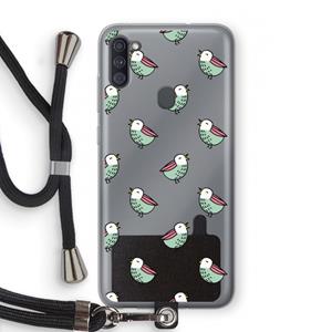 CaseCompany Vogeltjes: Samsung Galaxy A11 Transparant Hoesje met koord