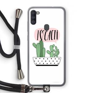 CaseCompany I love cacti: Samsung Galaxy A11 Transparant Hoesje met koord