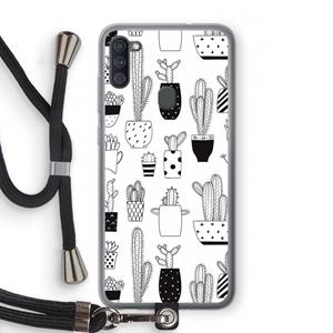 CaseCompany Cactusmotief: Samsung Galaxy A11 Transparant Hoesje met koord