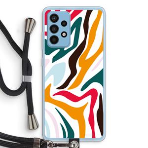 CaseCompany Colored Zebra: Samsung Galaxy A52 Transparant Hoesje met koord