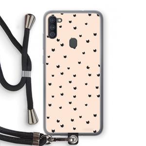 CaseCompany Kleine kattenkopjes: Samsung Galaxy A11 Transparant Hoesje met koord