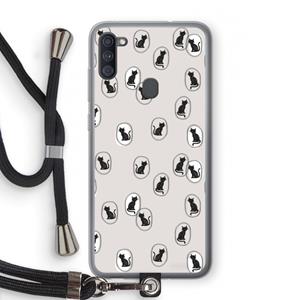 CaseCompany Miauw: Samsung Galaxy A11 Transparant Hoesje met koord