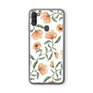 CaseCompany Peachy flowers: Samsung Galaxy A11 Transparant Hoesje