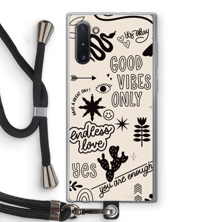 CaseCompany Good vibes: Samsung Galaxy Note 10 Transparant Hoesje met koord