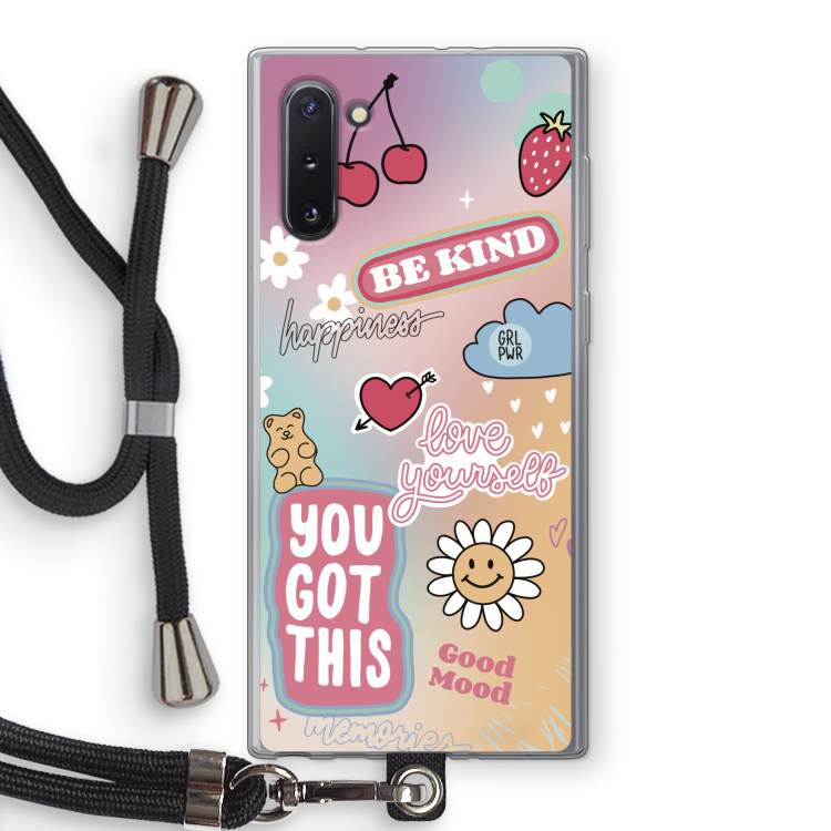 CaseCompany Positivity: Samsung Galaxy Note 10 Transparant Hoesje met koord