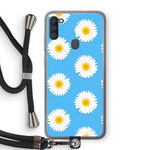 CaseCompany Margrietjes: Samsung Galaxy A11 Transparant Hoesje met koord