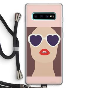 CaseCompany Red lips: Samsung Galaxy S10 Plus Transparant Hoesje met koord