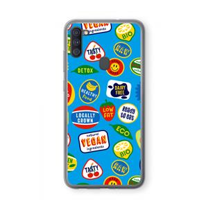 CaseCompany Fruitsticker: Samsung Galaxy A11 Transparant Hoesje