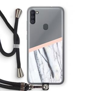 CaseCompany A touch of peach: Samsung Galaxy A11 Transparant Hoesje met koord