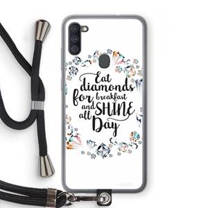 CaseCompany Diamonds: Samsung Galaxy A11 Transparant Hoesje met koord