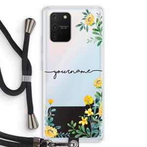 CaseCompany Gele bloemen: Samsung Galaxy S10 Lite Transparant Hoesje met koord