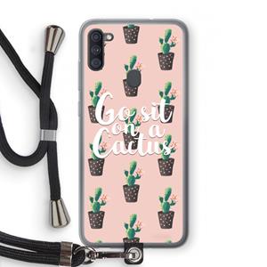 CaseCompany Cactus quote: Samsung Galaxy A11 Transparant Hoesje met koord