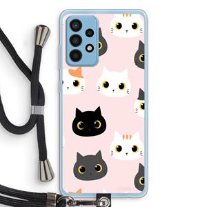 CaseCompany Katten: Samsung Galaxy A52 Transparant Hoesje met koord
