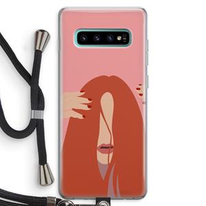 CaseCompany Woke up like this: Samsung Galaxy S10 Plus Transparant Hoesje met koord