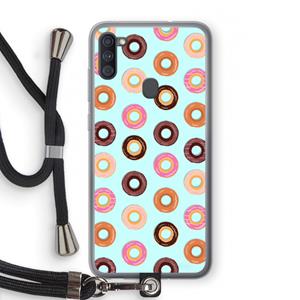 CaseCompany Donuts: Samsung Galaxy A11 Transparant Hoesje met koord