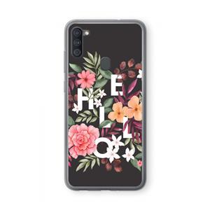 CaseCompany Hello in flowers: Samsung Galaxy A11 Transparant Hoesje