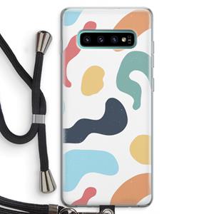 CaseCompany Memphis Shapes Blue: Samsung Galaxy S10 Plus Transparant Hoesje met koord