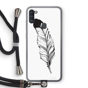 CaseCompany Pluim: Samsung Galaxy A11 Transparant Hoesje met koord