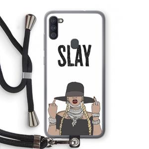 CaseCompany Slay All Day: Samsung Galaxy A11 Transparant Hoesje met koord
