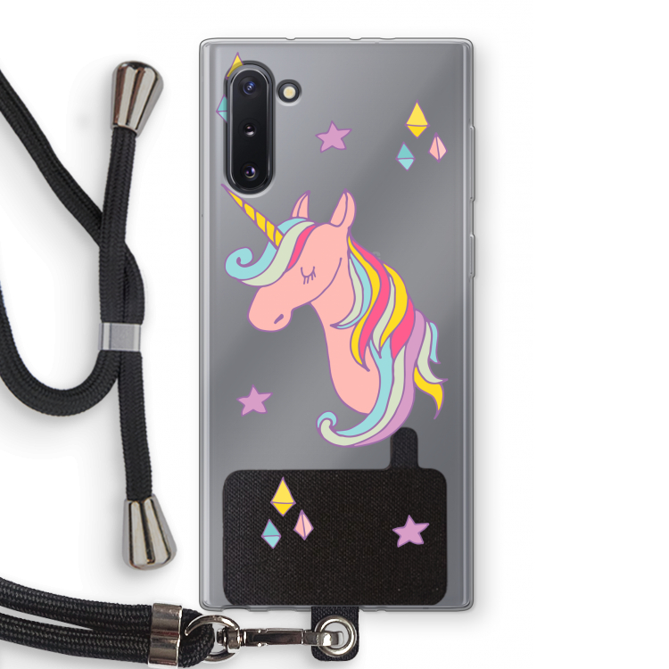 CaseCompany Roze eenhoorn: Samsung Galaxy Note 10 Transparant Hoesje met koord