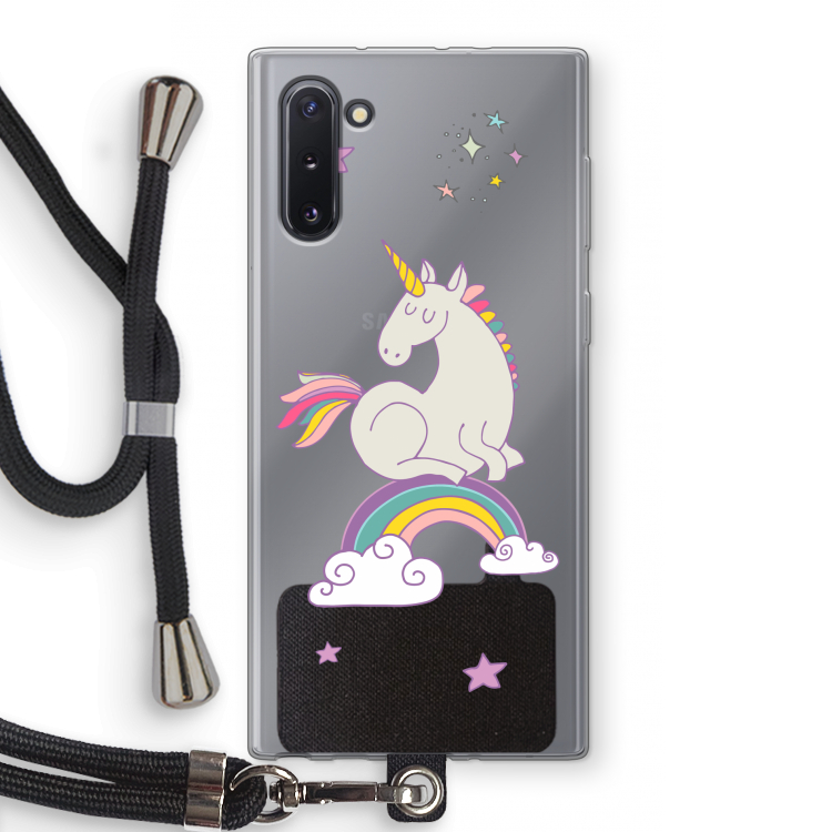CaseCompany Regenboog eenhoorn: Samsung Galaxy Note 10 Transparant Hoesje met koord