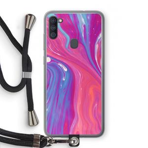 CaseCompany Paarse stroom: Samsung Galaxy A11 Transparant Hoesje met koord