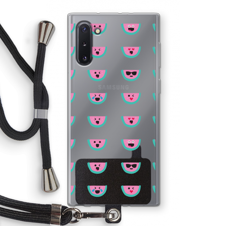 CaseCompany Smiley watermeloenprint: Samsung Galaxy Note 10 Transparant Hoesje met koord
