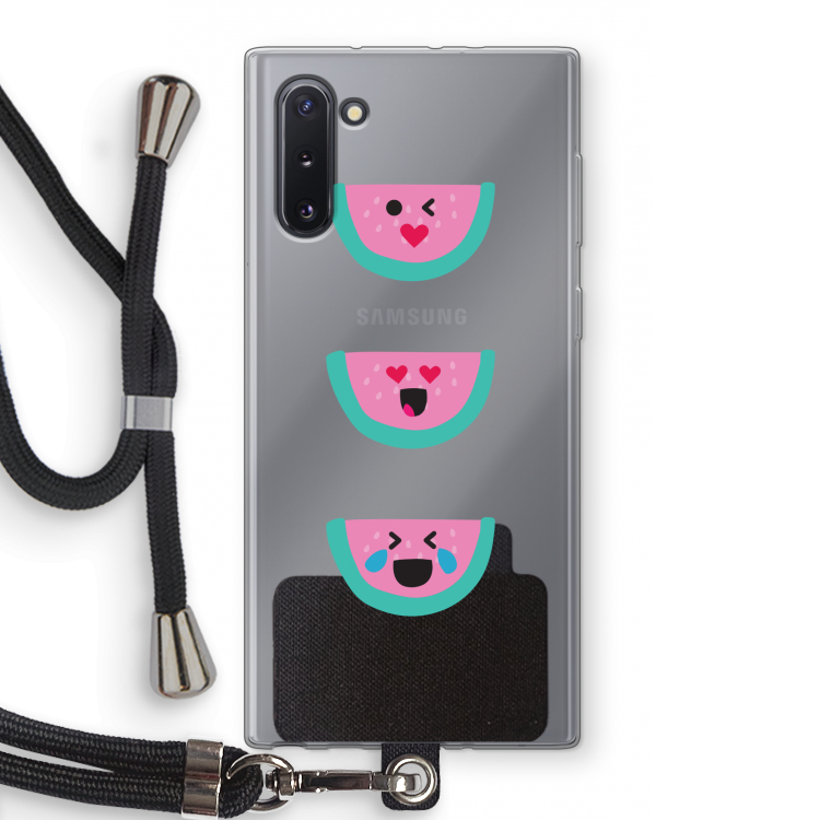 CaseCompany Smiley watermeloen: Samsung Galaxy Note 10 Transparant Hoesje met koord