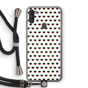 CaseCompany Hartjes: Samsung Galaxy A11 Transparant Hoesje met koord