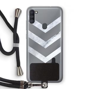 CaseCompany Marmeren pijlen: Samsung Galaxy A11 Transparant Hoesje met koord