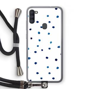 CaseCompany Blauwe stippen: Samsung Galaxy A11 Transparant Hoesje met koord