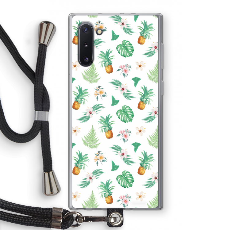 CaseCompany Ananas bladeren: Samsung Galaxy Note 10 Transparant Hoesje met koord