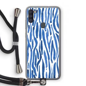 CaseCompany Blauwe nerven: Samsung Galaxy A11 Transparant Hoesje met koord