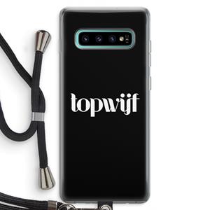 CaseCompany Topwijf Zwart: Samsung Galaxy S10 Plus Transparant Hoesje met koord