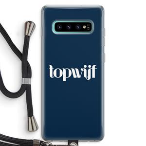 CaseCompany Topwijf Navy: Samsung Galaxy S10 Plus Transparant Hoesje met koord