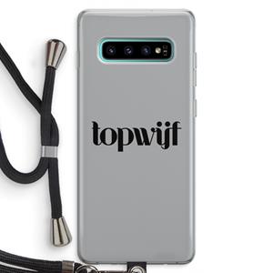 CaseCompany Topwijf Grijs Zwart: Samsung Galaxy S10 Plus Transparant Hoesje met koord