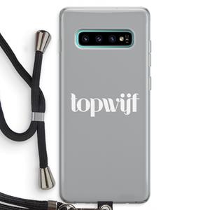 CaseCompany Topwijf Grijs Wit: Samsung Galaxy S10 Plus Transparant Hoesje met koord