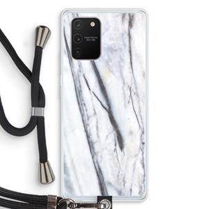 CaseCompany Gestreepte marmer: Samsung Galaxy S10 Lite Transparant Hoesje met koord