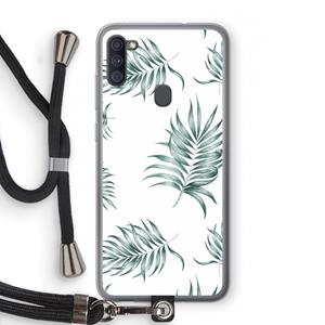 CaseCompany Simple leaves: Samsung Galaxy A11 Transparant Hoesje met koord