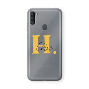 CaseCompany Amber Script: Samsung Galaxy A11 Transparant Hoesje